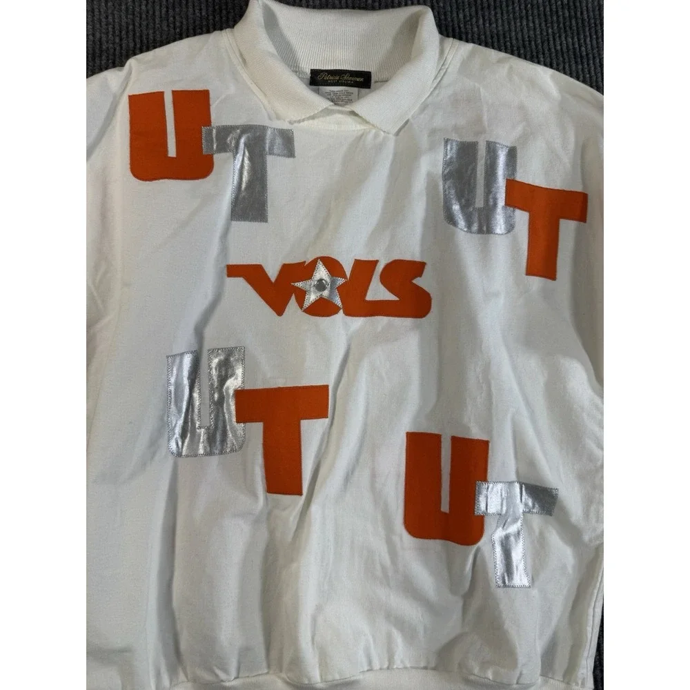 Vintage Patricia Sherman Tennessee‎ Volunteers Sweatshirt White Orange Silver